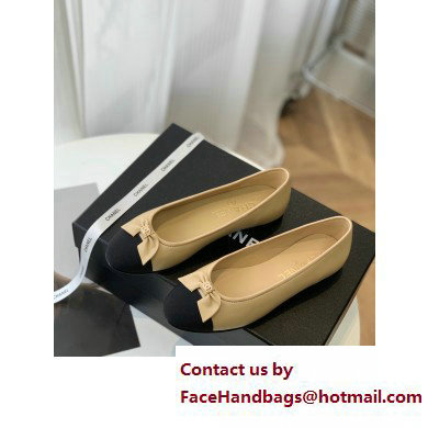 Chanel Lambskin  &  Patent Calfskin Black/APRICOT Ballerinas G39999 2023